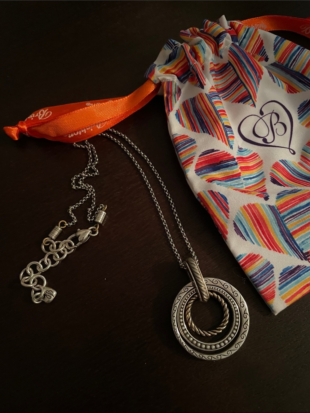 Brighton Silver-Tone Double Ring Pendant Necklace